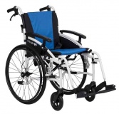 Excel G-Logic Lightweight Self Propelled Wheelchair 18'' White Frame and Blue Upholstery Standard Seat